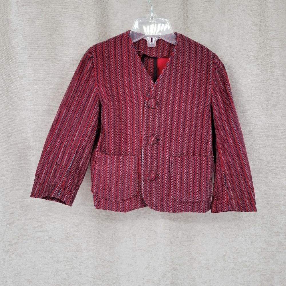 50s Vintage Handmade Tailored Boys Toddler Suit Coat Blazer Red Stripes